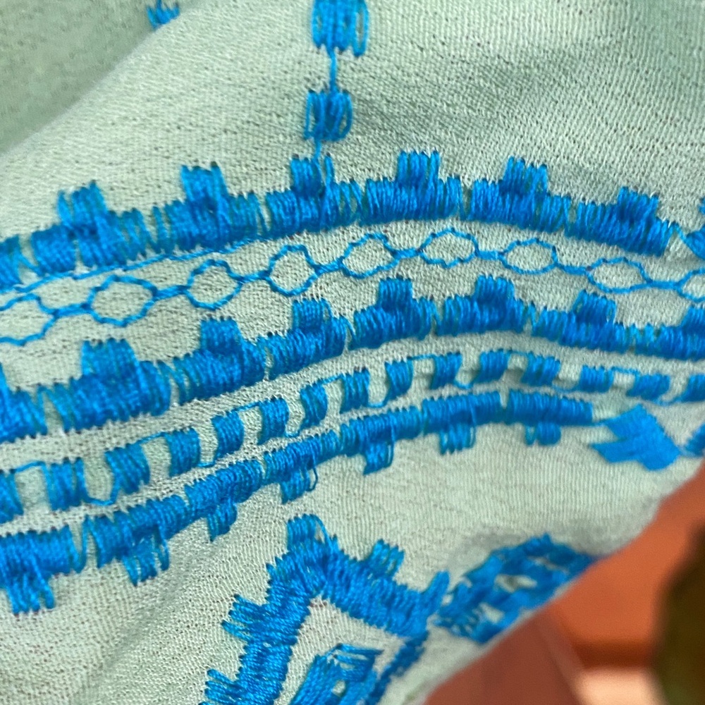 John Mark Lime Green Multi-Color Embroidered Tunic - Picture 6 of 11